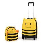 Costway valise enfant  roulettes 16?? + sac  dos 12?? ensemble de bagage enfants avec petite abeille ...