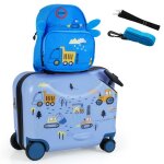 Costway valise enfants  roulettes 18? avec sac  dos 12? roues coque impermable poigne rtractable ...