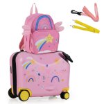 Costway valise enfants  roulettes 18? avec sac  dos 12? roues coque impermable poigne rtractable ...