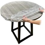Couche à ajustement en vinyle nappes à bords élastiques transparentes rondes couvercle de table étanche ... Couche à ajustement en vinyle nappes à bords élastiques transparentes rondes couvercle de table étanche ...