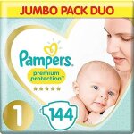 Couches pour bébé taille 1 - pampers - pack de 2x72 - premium protection - new baby Couches pour bébé taille 1 - pampers - pack de 2x72 - premium protection - new baby