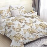 Couette 4 saisons - woodours - 220x240 cm - imprim�e feuilles palmier - r�versible - avec taies 65x65 ...
