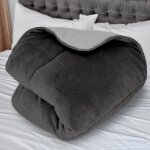 Couette doublée polaire microfibre 140x200 cm bicolore gris et anthracite par gris gris Couette doublée polaire microfibre 140x200 cm bicolore gris et anthracite par gris gris