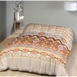Couette l�g�re ethnic beige / non tiss� blanc - 1 ou 2 personnes 200 x 200 - mortreux