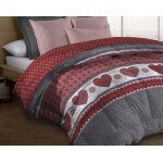 Couette microfibre 220x240 - imprimée double - face - 550 grs / m2 - c?urs rouge Couette microfibre 220x240 - imprimée double - face - 550 grs / m2 - c?urs rouge