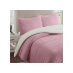 Couette polaire microfibre doubl� sherpa 240x260 cm bicolore rose par soleil docre