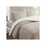 Couette polaire microfibre doubl� sherpa 240x260 cm bicolore taupe par soleil docre