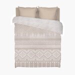 Couette sherpa polaire imprime trs chaude 240x260cm chalet - effet mouton - bleu calin
