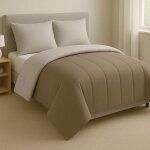 Couette tempre - mortreux - 220 x 240 cm - microfibre taupe et gris - 300g / m polyester - 2 personnes ...