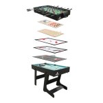 Table multi jeux 16 en 1 - cougar - pliable - design noir - accessoires inclus - pour enfants 5 ans + ...