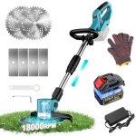 Coupe bordure 21v moteur brushless debroussailleuse electrique 1000w avec 2 lames pour la coupe de jardin ...