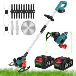 Coupe - bordure lectrique sans fil 6 pouces dbroussailleuse  roues longueur tlescopique 55 - 135cm ...