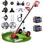 Dbroussailleuse lectrique fovendi 21v - 2 batteries - tte pivotante 90 - 12 pouces - roues amovibles ...