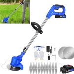 Coupe bordure sans fil avec 21v batterie 2x 1. 5ah dbroussailleuse electrique avec 12 lames 1 chargeur ...