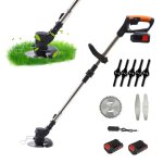 Coupe bordure sans fil avec batterie 21v tte rotative 90 850w manche tlescopique 125cm 2 batteries ...