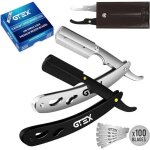 Coupe choux barbe 2 rasoir barbe homme et 100 lames premium et une pochette en cuir kit de rasoir homme ...