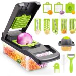 Coupe legumes 12 en 1 coupe - l�gumes en cube multifonction mandoline de cuisine manuelle r�pe � fromage ...