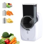 Coupe - l�gumes 3 en 1 r�pe �lectrique avec 3 lames en acier inoxydable - blanc