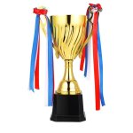 Coupes de trophes de rcompense en or coupe de trophe en mtal dor avec ruban pour les comptitions ...