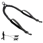Coupleur laisse double pour chiens mugim �lastique r�fl�chissante 50 - 90cm manche contr�le rapide noir ...