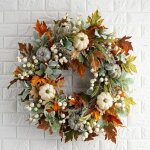 Couronne dautomne pour porte dentre feuilles drable citrouille dautomne 45 cm couronne dhalloween couronnes ...