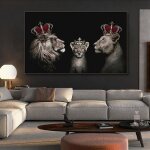 Couronne lions affiche abstrait noir blanc famille de lions toile tableau art peintures decoration murale ... Couronne lions affiche abstrait noir blanc famille de lions toile tableau art peintures decoration murale ...