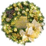 Couronne de nol artificielle dcore de lettres de boules de pommes de pin de grappes de baies et de ...