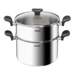 Couscoussier - tefal - primary e3089504 - inox - 24 cm - couvercle en verre