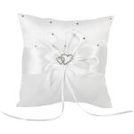 Coussin pour alliances - fait main - satin gun - 15x15 cm - romantique - ext�rieur