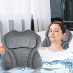 Coussins de bain coussin baignoire 4d avec 6 ventouses antidrapant et puissantes pour oreiller spa jacuzzi ...
