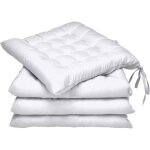 Coussin chaise jardin lea - lot de 4 ? coussin exterieur confortable et pais - 40x40x5 cm - blanc