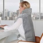 Coussin chauffant lectrique pour le dos les paules la nuque 94 * 58 cm ultra douce lavable avec 6 niveaux ...