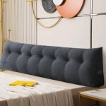 Coussin de chevet en mousse pp lit canap� tatami grand coussin traversin (deva gris 200 x 50 x 20 cm) ...