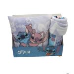 Coussin et couverture - mercier - stitch et lilo - flanelle - violet - 35x35 cm et 100x140 cm