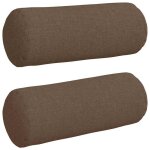 Coussins daccent cylindriques - vidaxl - marron - � 15 x 40 cm - tissu - housses amovibles - rembourrage ...