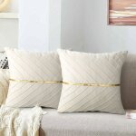 Coussin dcoratif en velours beige 45 x 45 cm lot de 2 odipie
