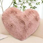 Coussin dcoratif en peluche - dok - coeur et toile - rose - 45x45 cm - velours arctique - coton pp ...