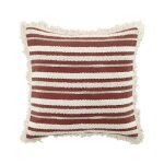 Coussin dehous. compr. franges 40 x 40 cm coton tisse atlas terracotta