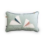 Coussin d�houssable 30 x 50 cm ? coton imprim� ? petits papiers ? finition passepoil