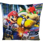 Coussin double face - carr - mario bros - mario vs bowser - microfibre - 40 x 40 cm