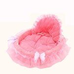 Coussin doux en dentelle pour chiot chat ou chien motif n?ud papillon princesse rose et violet (46 x ...