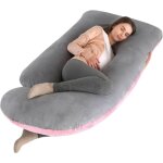 Coussin de grossesse - coussin dallaitement pour femme enceinte en forme de u pour dormir (gris & rose) ...