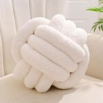Coussin noeud blanc laiteuxcoussin rond balle decoration chambrecoussin deco salon aestheticcoussin canape ...