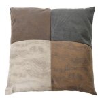 Coussin patchwork 40x40cm aspect vieux cuir d�houssable - metro