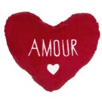 Coussin - the concept factory - coussin et plaid sherpa coeur - rouge - 120 x 150 cm