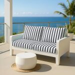 Coussins pour salon de jardin d�houssable 100x50cm rayure gris fonc�