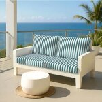 Coussins pour salon de jardin d�houssable 120x60cm rayure vert