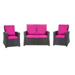 Coussins pour salon de jardin - rose - 4 personnes - r�sine tress�e - lavable en machine - confort optimal ...