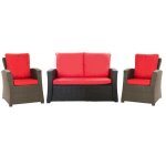 Coussins pour salon de jardin - rouge - 4 personnes - r�sine tress�e - lavable en machine - confort optimal ...