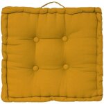 Coussin de sol - atmosphera - jaune ocre - fibre naturelle - utilisation intrieure